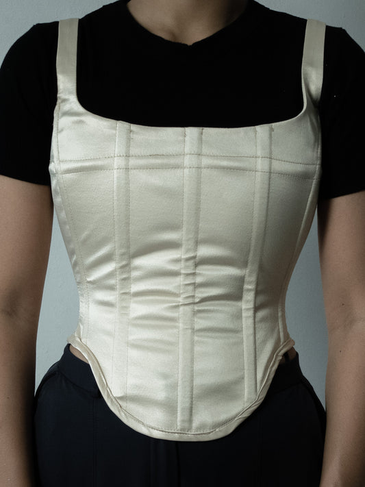 Brigitte Corset- Cream Charmeuse