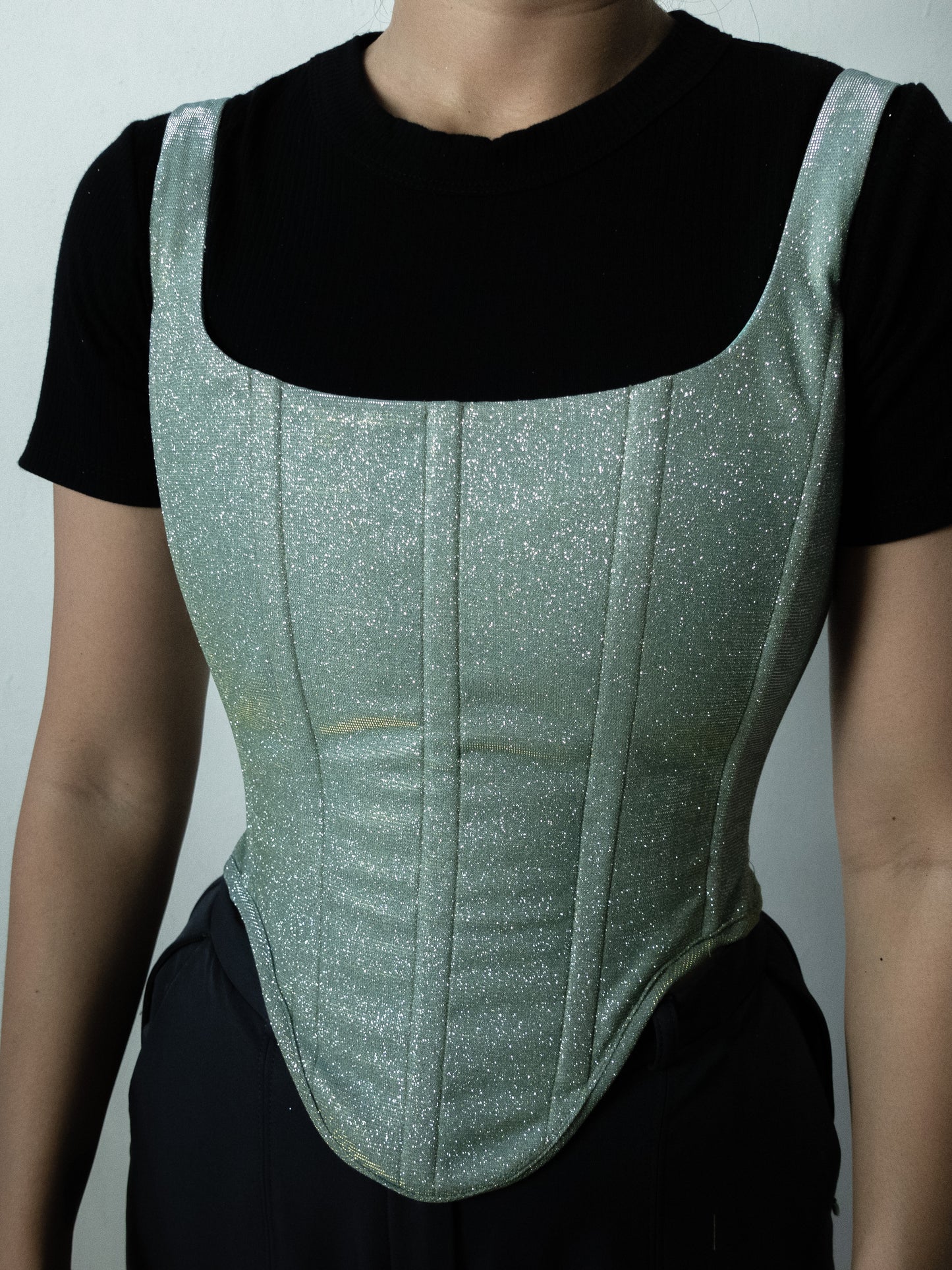 Brigitte Corset- Mint Glitter Tex