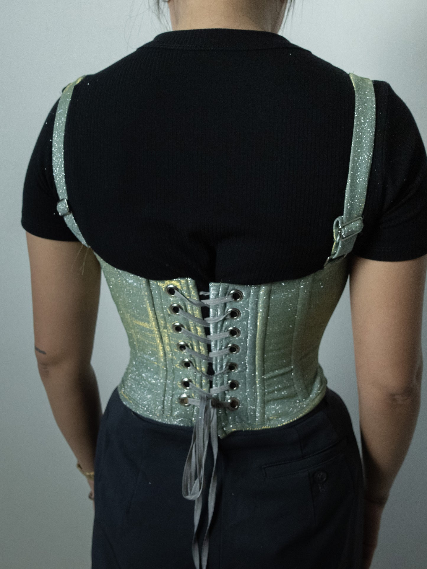 Brigitte Corset- Mint Glitter Tex